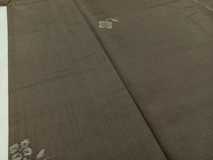平和屋着物▽上質な紬 単衣 舞花文 正絹 逸品 AABB1416jh