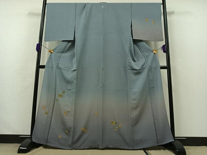 平和屋着物▽訪問着 単衣 刺繍 花鳥文 暈し染め 金彩 金銀糸 正絹 逸品 AABB1418jh