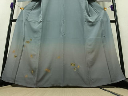 平和屋着物▽訪問着 単衣 刺繍 花鳥文 暈し染め 金彩 金銀糸 正絹 逸品 AABB1418jh