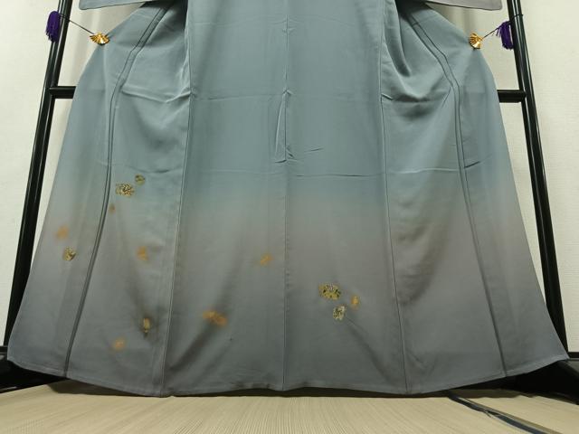 平和屋着物▽訪問着 単衣 刺繍 花鳥文 暈し染め 金彩 金銀糸 正絹 逸品 AABB1418jh