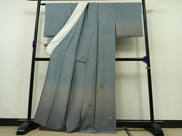 平和屋着物▽訪問着 単衣 刺繍 花鳥文 暈し染め 金彩 金銀糸 正絹 逸品 AABB1418jh
