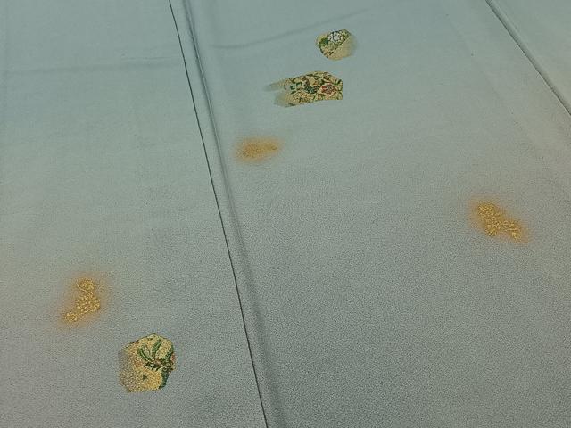 平和屋着物▽訪問着 単衣 刺繍 花鳥文 暈し染め 金彩 金銀糸 正絹 逸品 AABB1418jh