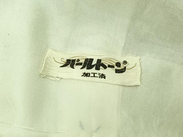 平和屋着物▽本塩沢 単衣 110亀甲 斜縞 正絹 逸品 AABB1420jh