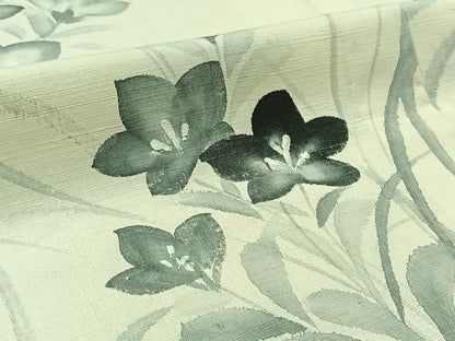 平和屋着物▽訪問着　単衣　紬地　手描き　草花文　正絹　逸品　AABB1421jh