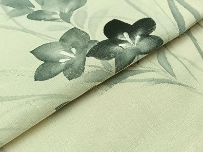 平和屋着物▽訪問着　単衣　紬地　手描き　草花文　正絹　逸品　AABB1421jh