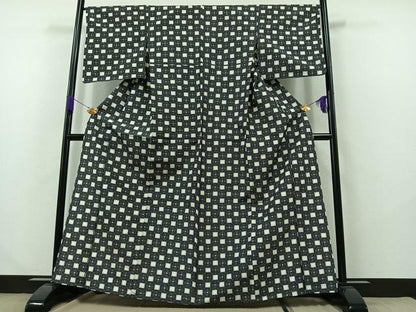 平和屋着物▽上質な紬 単衣 花菱文 正絹 逸品 未使用 AABB1426jh