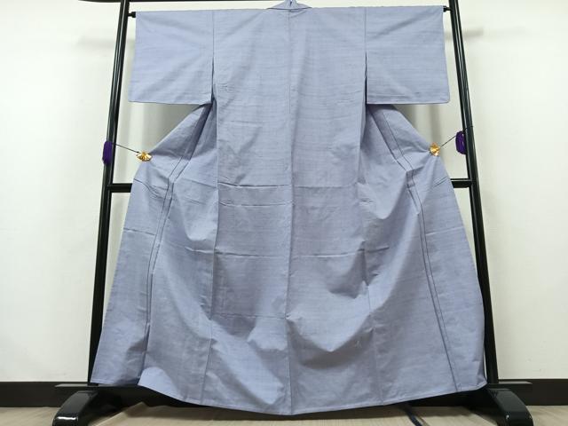 平和屋着物▽上質な紬 単衣 藤鼠色 正絹 逸品 AABB1427jh