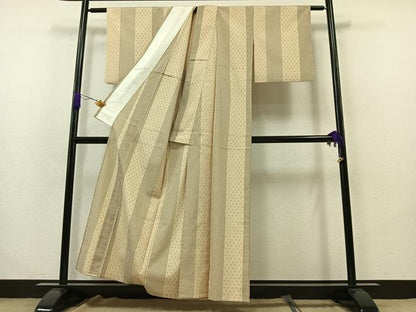 平和屋着物▽本塩沢 単衣 間道 正絹 逸品 AABB1429jh