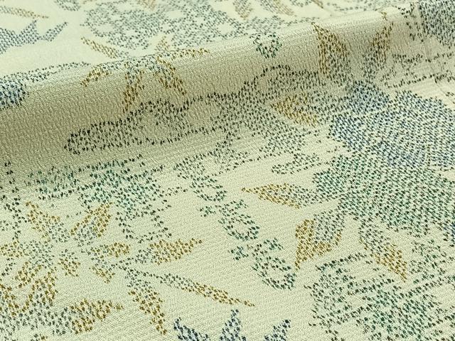 平和屋着物▽本塩沢 単衣 草花文 正絹 逸品 AABB1430jh