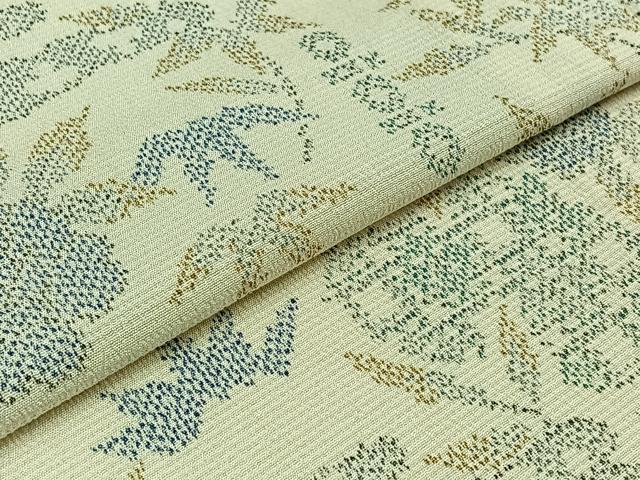 平和屋着物▽本塩沢 単衣 草花文 正絹 逸品 AABB1430jh