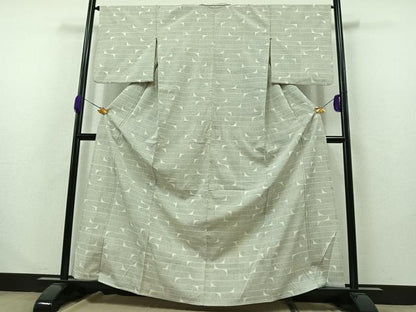 平和屋着物▽本塩沢 単衣 横段文 正絹 逸品 AABB1433jh