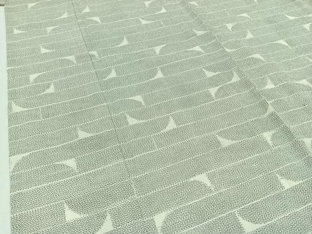 平和屋着物▽本塩沢 単衣 横段文 正絹 逸品 AABB1433jh