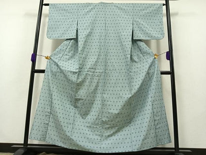 平和屋着物▽上質な紬　単衣　蚊絣　正絹　逸品　AABB1435jh