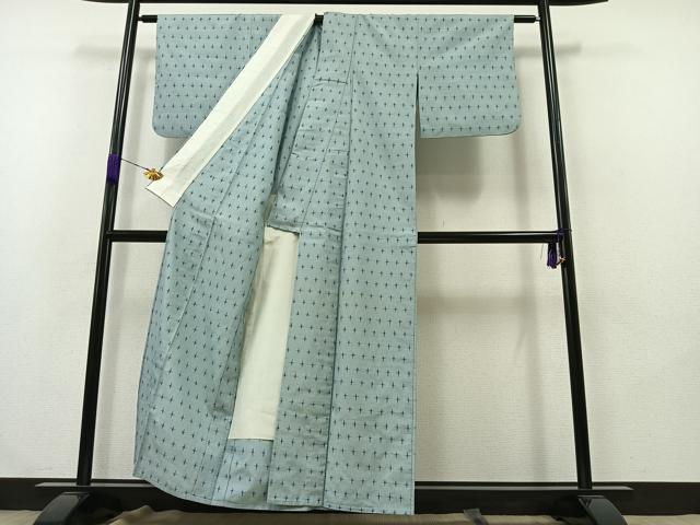 平和屋着物▽上質な紬　単衣　蚊絣　正絹　逸品　AABB1435jh