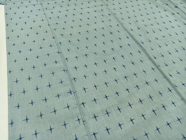 平和屋着物▽上質な紬　単衣　蚊絣　正絹　逸品　AABB1435jh
