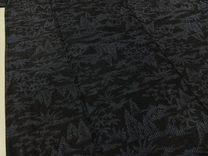 平和屋着物▽上質な紬 単衣 風景文 正絹 逸品 AABB1437jh
