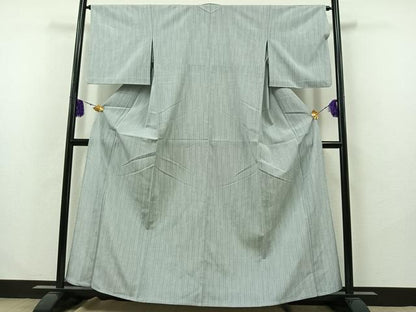 平和屋着物▽本塩沢 単衣 110亀甲 縞 正絹 逸品 AABB1438jh