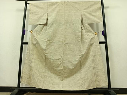 平和屋着物▽上質な紬 単衣 流水文 正絹 逸品 AABB1440jh