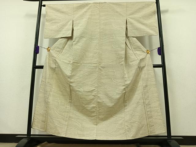 平和屋着物▽上質な紬 単衣 流水文 正絹 逸品 AABB1440jh