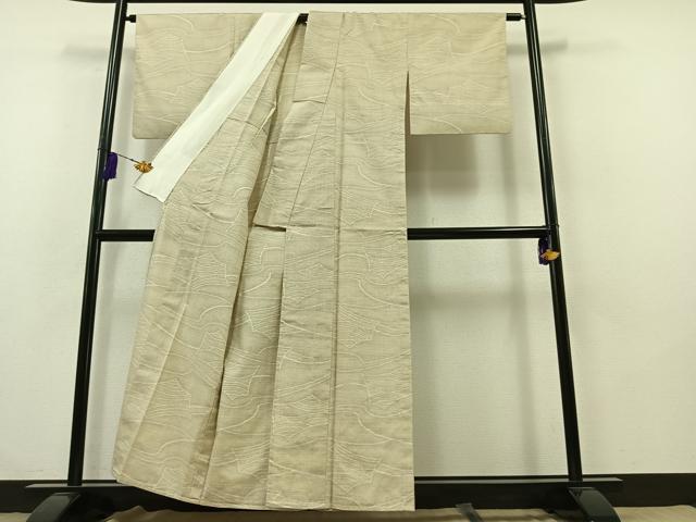 平和屋着物▽上質な紬 単衣 流水文 正絹 逸品 AABB1440jh