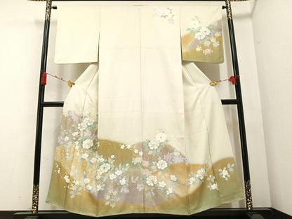平和屋着物●訪問着　枝花文　金彩　正絹　逸品　AABB1443ph