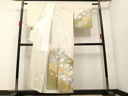 平和屋着物●訪問着　枝花文　金彩　正絹　逸品　AABB1443ph