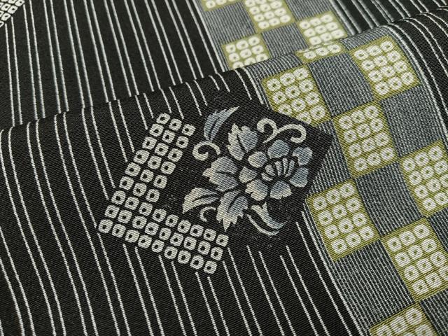 平和屋着物●上質な小紋　花間道　黒地　正絹　逸品　AABB1446ph