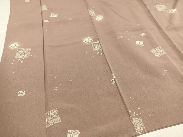 平和屋着物●上質な小紋　色紙花蝶文　正絹　逸品　AABB1450ph