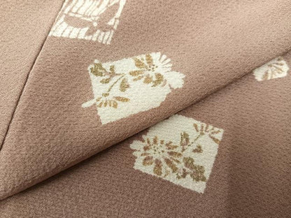 平和屋着物●上質な小紋　色紙花蝶文　正絹　逸品　AABB1450ph