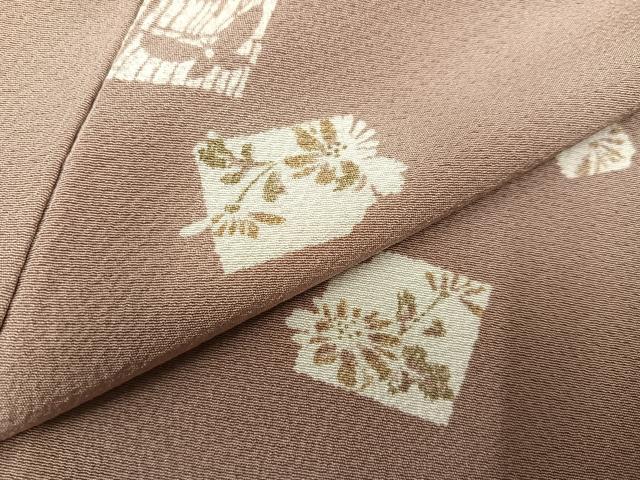 平和屋着物●上質な小紋　色紙花蝶文　正絹　逸品　AABB1450ph