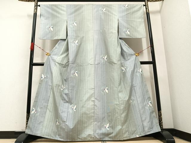 平和屋着物●本場大島紬　一元7マルキ　総絣　舞蝶文　正絹　逸品　AABB1452ph