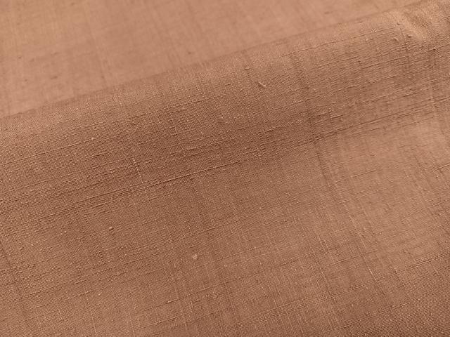 平和屋着物○本場結城紬 重要無形文化財 色無地 赭色 正絹 逸品