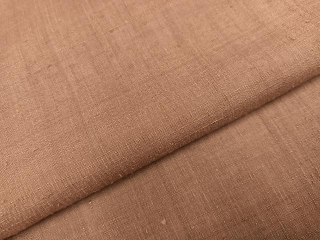 平和屋着物○本場結城紬 重要無形文化財 色無地 赭色 正絹 逸品