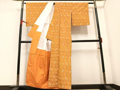 平和屋着物●本場琉球絣 紬 正絹 逸品 未使用 AABB1456ph