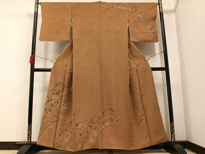 平和屋着物●訪問着 玉蟲 草花文 金彩 正絹 逸品 AABB1461ph
