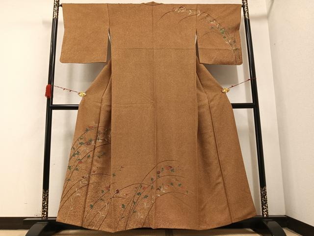 平和屋着物●訪問着 玉蟲 草花文 金彩 正絹 逸品 AABB1461ph