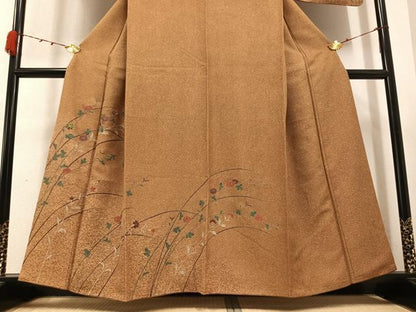 平和屋着物●訪問着 玉蟲 草花文 金彩 正絹 逸品 AABB1461ph