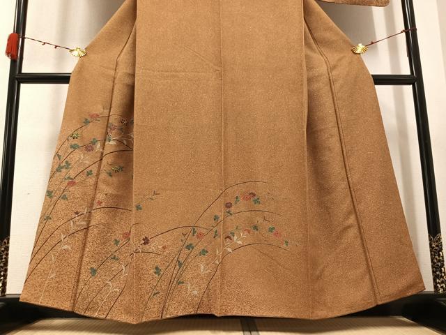 平和屋着物●訪問着 玉蟲 草花文 金彩 正絹 逸品 AABB1461ph