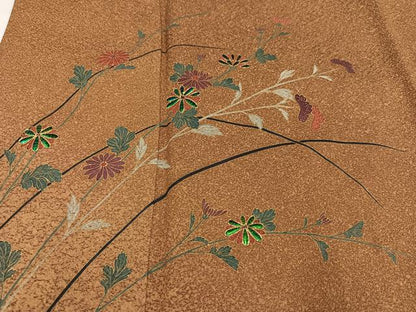平和屋着物●訪問着 玉蟲 草花文 金彩 正絹 逸品 AABB1461ph
