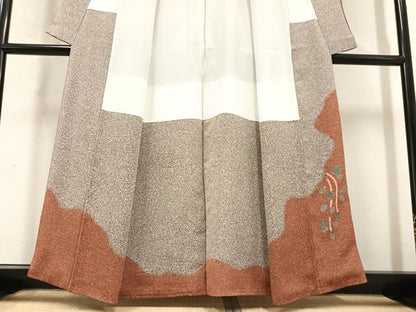 平和屋着物●訪問着　絞り　草花文　正絹　逸品　AABB1471ph