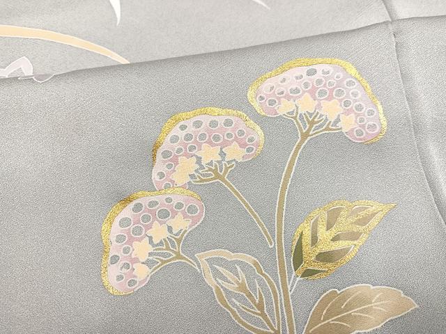 平和屋着物●訪問着　友禅　駒刺繍　草花文　金彩　正絹　逸品　AABB1480ph