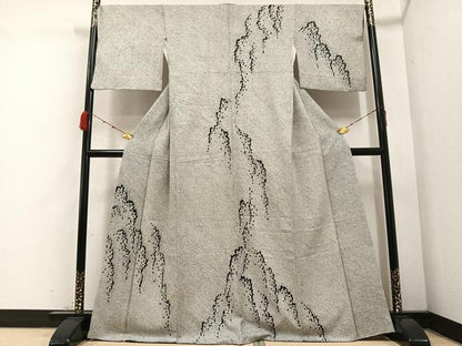 平和屋着物●本疋田絞り 訪問着 山水図 黒地 正絹 逸品 AABB1481ph