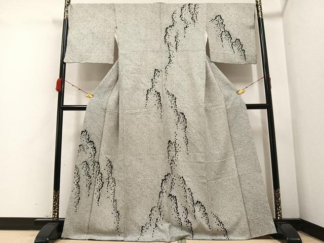 平和屋着物●本疋田絞り 訪問着 山水図 黒地 正絹 逸品 AABB1481ph