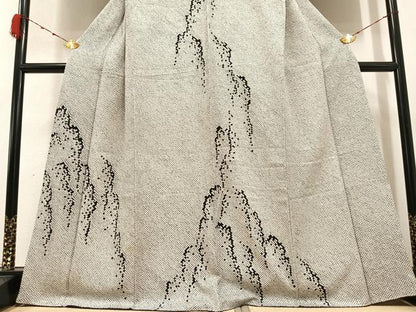 平和屋着物●本疋田絞り 訪問着 山水図 黒地 正絹 逸品 AABB1481ph