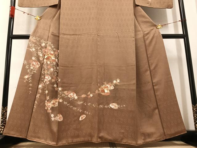 平和屋着物●訪問着　駒刺繍　貝合わせ花文　金彩　正絹　逸品　AABB1483ph