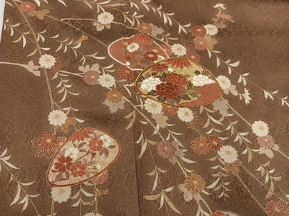 平和屋着物●訪問着　駒刺繍　貝合わせ花文　金彩　正絹　逸品　AABB1483ph