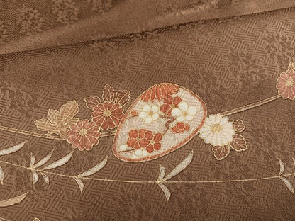 平和屋着物●訪問着　駒刺繍　貝合わせ花文　金彩　正絹　逸品　AABB1483ph