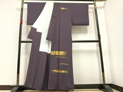 平和屋着物●訪問着　手描き　草花文　金彩　正絹　逸品　未使用　AABB1486ph