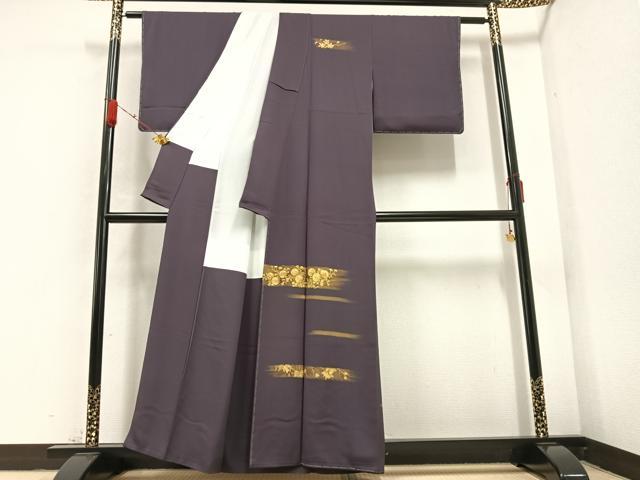 平和屋着物●訪問着　手描き　草花文　金彩　正絹　逸品　未使用　AABB1486ph