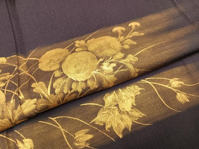 平和屋着物●訪問着　手描き　草花文　金彩　正絹　逸品　未使用　AABB1486ph